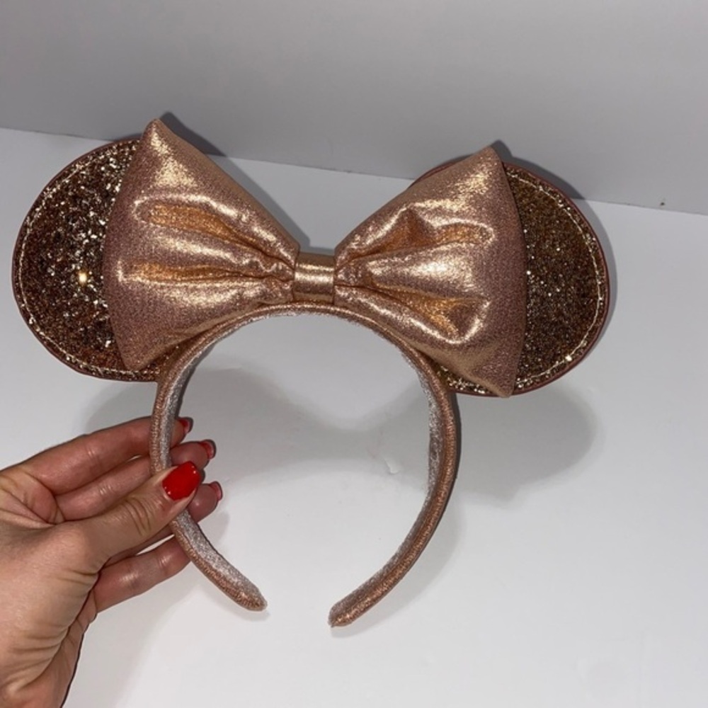 Disney Parks Rose Gold Minnie Mouse Ears Headband, Dress Up Mickey Mouse Ears